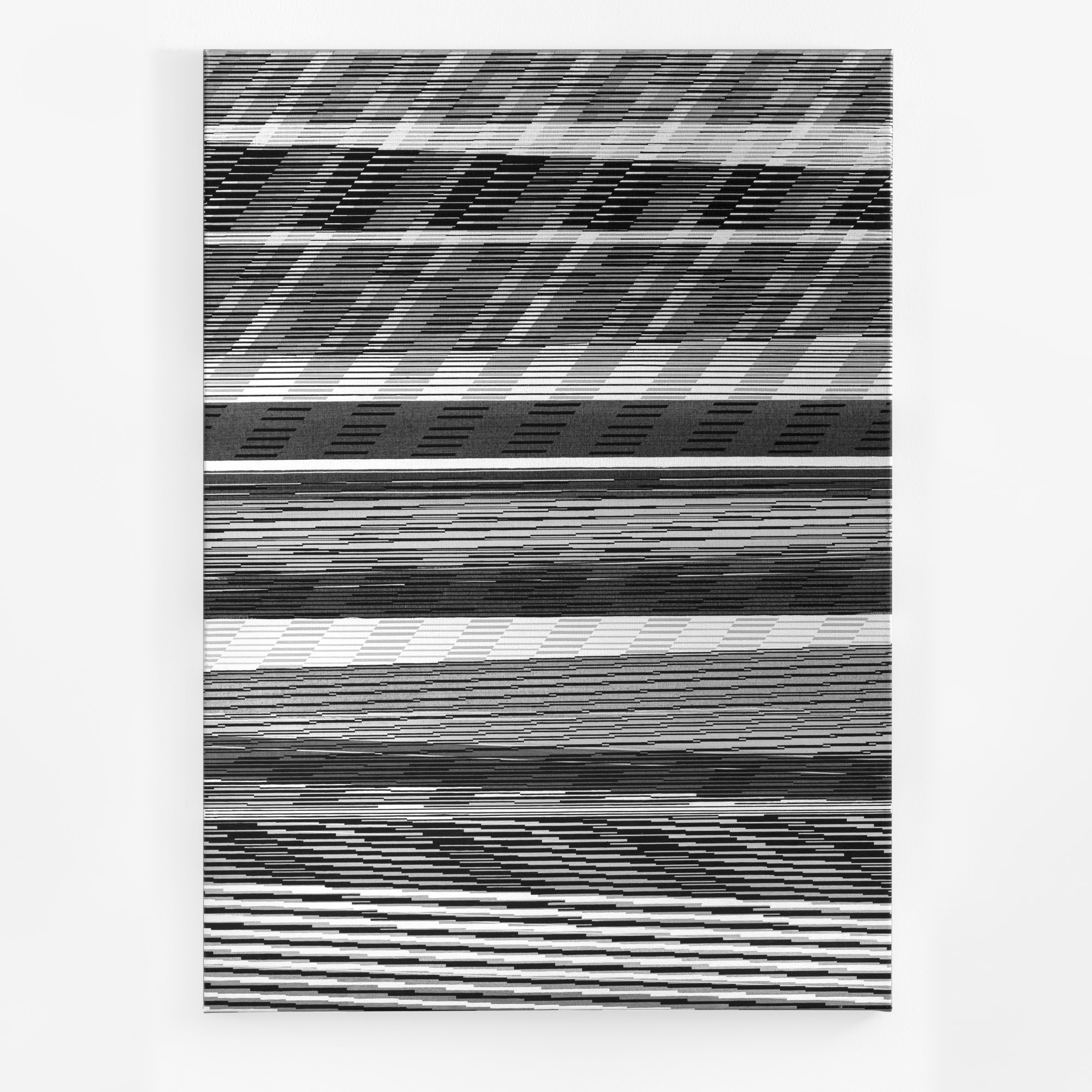 Black and White contemporary geometric hard edge painting by John Vokoun